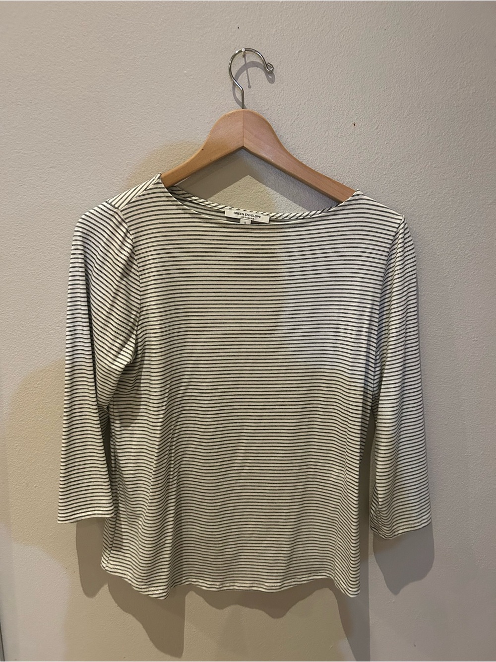 Striped Boatneck Top - White and Black - Unknown Brand